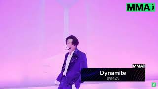 BTS MMA 2020 "Dynamite" || Melon Music Awards 2020