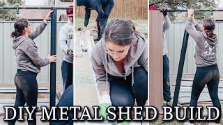 DIY OUTDOOR STORAGE SHED | METAL GARDEN SHED BUILD | OUTSIDE HOUSE PROJECTS | BACK YARD MAKEOVER