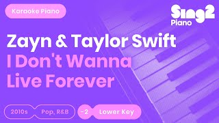 ZAYN, Taylor Swift - I Don't Wanna Live Forever (Lower Key) Karaoke Piano
