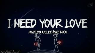 I Need Your Love - Madilyn Bailey, Jake Coco (Official Music Video Lyrics )