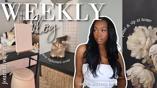 Solo Vlog | Sip & Paint at Home, Simple Makeup, Journaling & Vanilla Favorites | weekly vlog