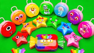 Finding Rainbow Pinkfong Eggs SLIME, Cocomelon, PAW Patrol in STAR with CLAY! Satisfying ASMR Videos