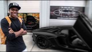 KSI Lamborghini Aventador wrapped Satin Black with Tron Lines